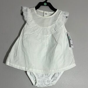 💚5 White Lace Trim Baby Dress size 6-9 M & 3-6 M